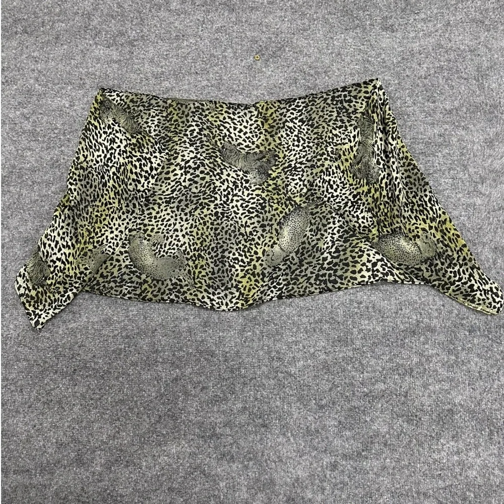 Unbranded Scarf Womens OS Green Black Leopard Tiger Animal Print Lightweight